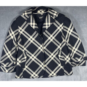 Talbot's Women’s‎ Plaid Black White Blazer 3/4 Sleeves Size 8